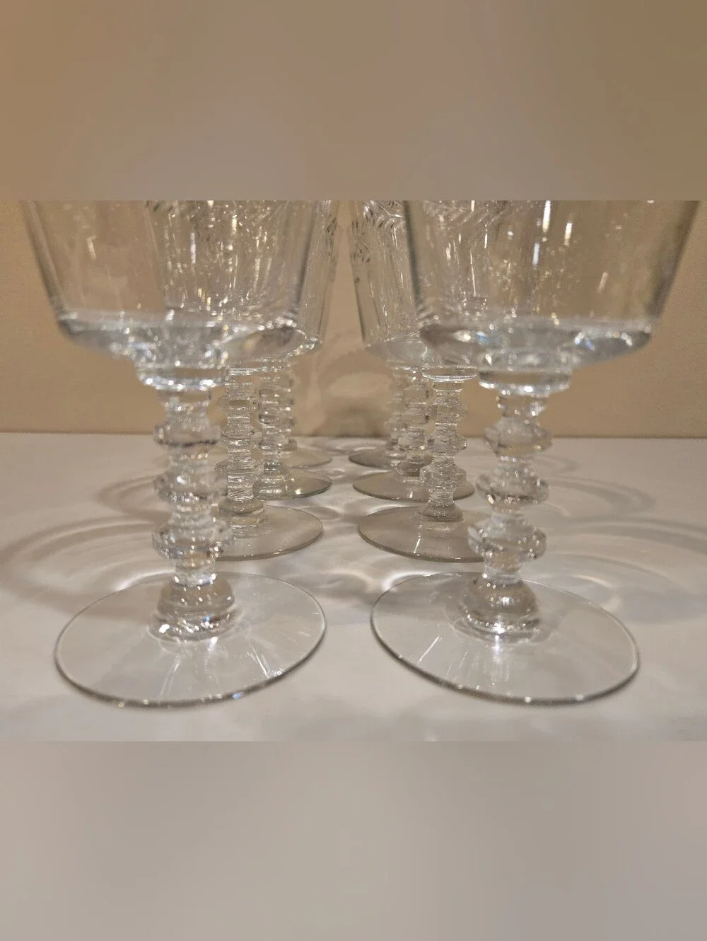 Vintage Tiffin-Franciscan Crystal 10oz Wine Goblets In Woodstock Pattern X 8
